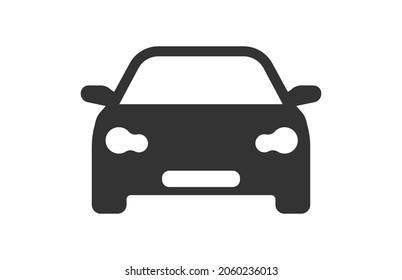Car icon - black vector illustration with reflection