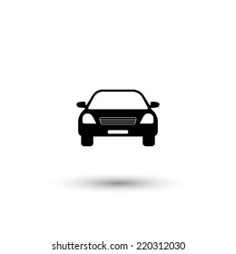 Car icon - black vector illustration