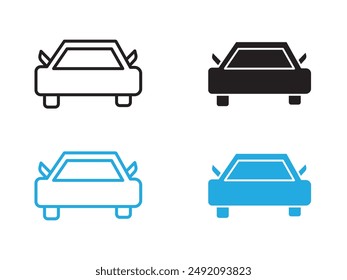 Auto-Icon Schwarz-Weiß-Vektorgrafik Umrisszeichen