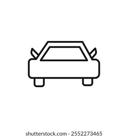 Car icon black and white vector outline sign