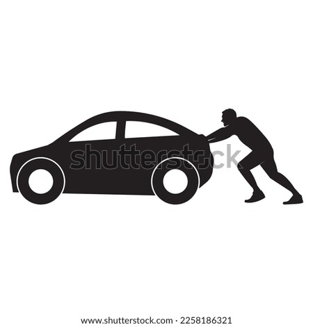 the car icon broke down or pushed the car vector illustration flat design