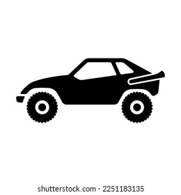 Car icon. Buggy. Black silhouette. Side view. Vector simple flat graphic illustration. Isolated object on a white background. Isolate.