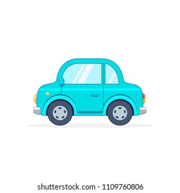 Car icon cartoon side view. Vector flat illustration.