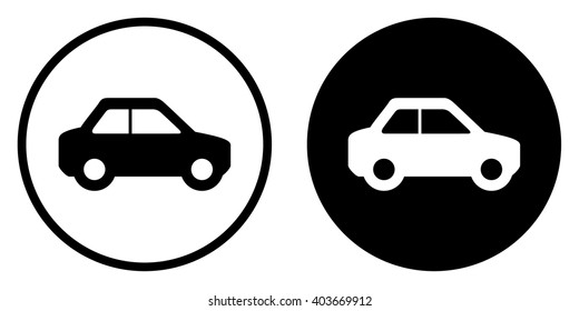 Car icon in circle . Vector illustration