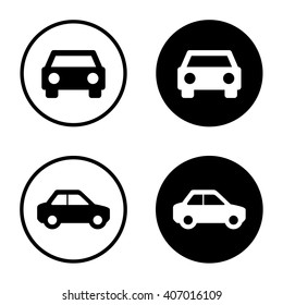 Car icon in circle . Vector illustration