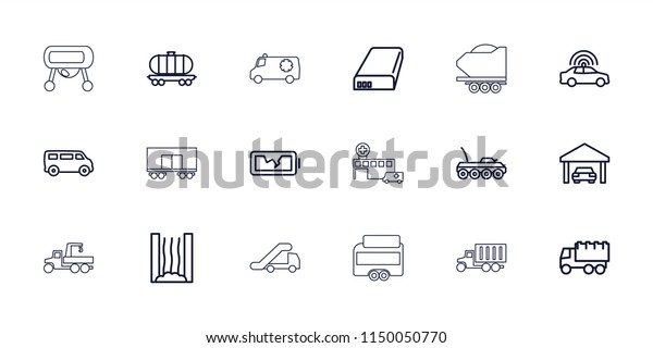 Car icon. collection of 18\
car outline icons such as police car, van, truck, battery, broken\
battery, garage, heating system. editable car icons for web and\
mobile.