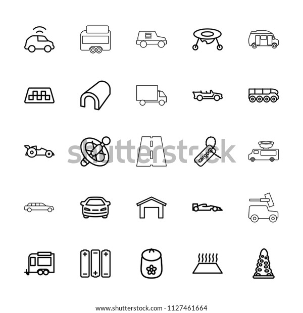 Car icon.\
collection of 25 car outline icons such as taxi, garage, tunnel,\
baby toy, trailer, wheel, cabriolet, battery, weapon truck.\
editable car icons for web and\
mobile.