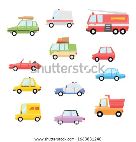 Car icon collection set with classic and vintage art design