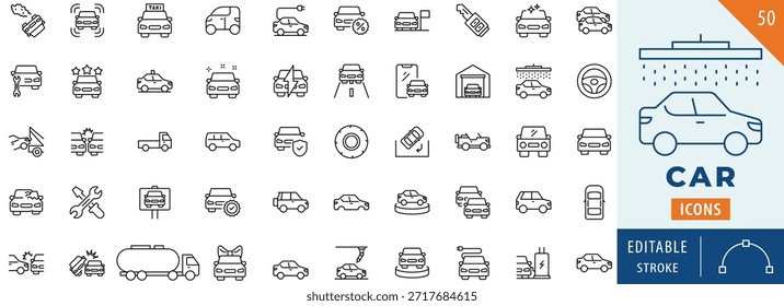 Auto-Icon-Kollektion. Bearbeitbarer Strich.