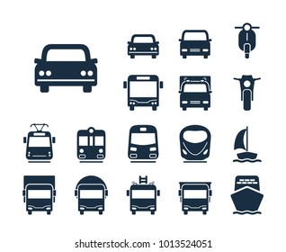 Car icon. Collection of transport line icons.