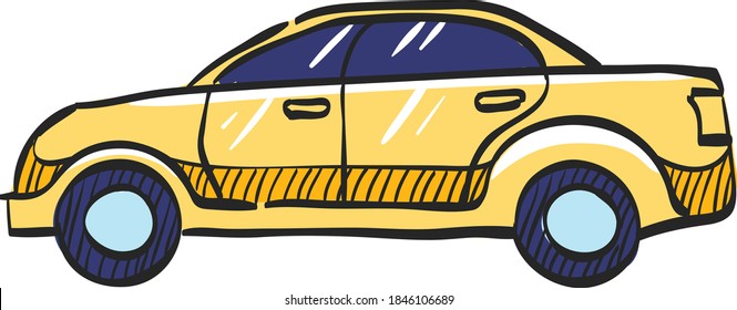 Car icon in color drawing. Sedan, luxury