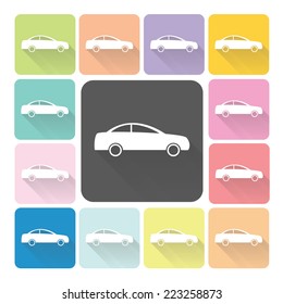 Car Icon color set vector illustration.