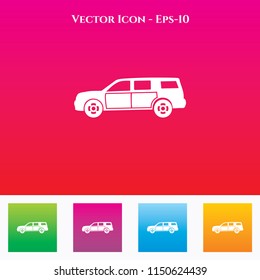 Car Icon in Colored Square box. eps-10