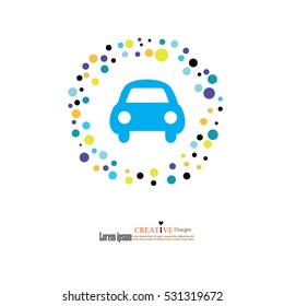 car icon with colorful bubbles.Vector illustration.eps10.
