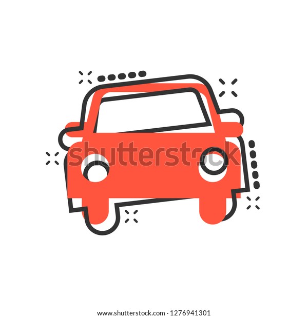 Car icon in comic style. Automobile car vector\
cartoon illustration\
pictogram.