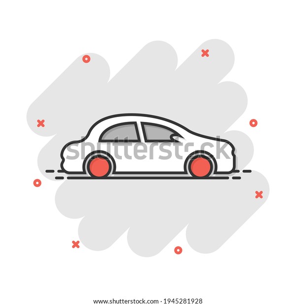 Car icon
in comic style. Automobile car vector cartoon illustration
pictogram. Auto business concept splash
effect.