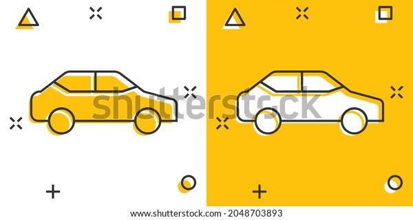 Car icon in comic style. Automobile vehicle
cartoon vector illustration on white isolated background. Sedan
splash effect business
concept.