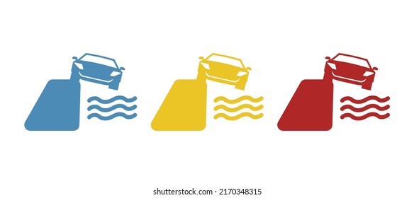 icono del coche, concepto en el acantilado, ilustración vectorial