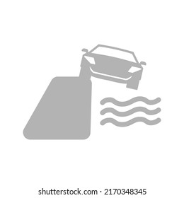 car icon, concept on the cliff, vector illustration
