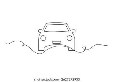 Ilustración vectorial minimalista de dibujo de una línea continua del icono del coche