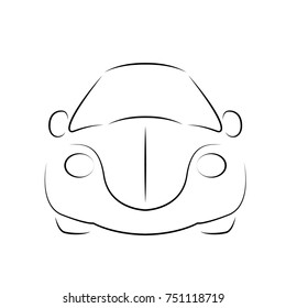 Car icon contour vector illustration isolated no background