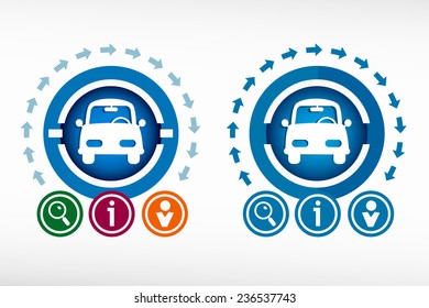 Car icon and creative design elements. Flat design concept.