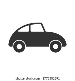 Car icon. Cute cartoon style automobile vector image. Comic transport logo. Funny vintage auto vehicle symbol sign. Black silhouette isolated on white background.