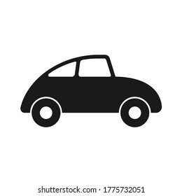 Car icon. Cute cartoon style automobile vector image. Comic transport logo. Funny vintage auto vehicle symbol sign. Black silhouette isolated on white background.