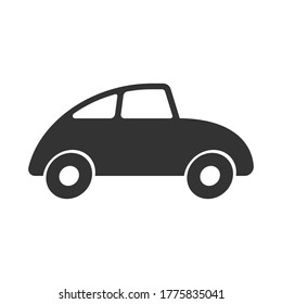 Car icon. Cute cartoon style automobile vector image. Comic transport logo. Funny vintage auto vehicle symbol sign. Black silhouette isolated on white background.