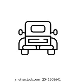 Icono del coche que representa la vista frontal. Diseño sencillo y elegante ideal para servicios de movilidad y transporte urbano, perfecto para interfaces de Web y App. Ilustración vectorial