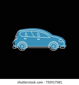 car icon. Doodle illustration of car vector icon for web isolated on black background