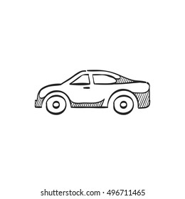 Car icon in doodle sketch lines. Automotive sedan luxury speed comfort