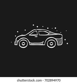 Car icon in doodle sketch lines. Automotive sedan luxury speed comfort