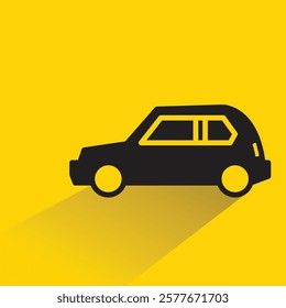 car icon with drop shadow on yellow background