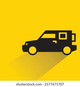 car icon with drop shadow on yellow background