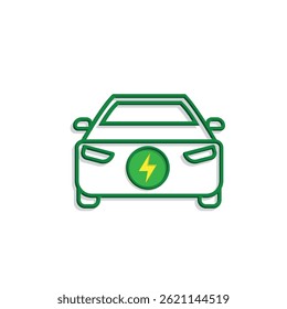 car icon. eco friendly car vector. vector means of transportation. zero emission, green energy, web, technology. Mixed design style. template design