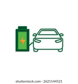 car icon. eco friendly car vector. vector means of transportation. zero emission, green energy, web, technology. Mixed design style. template design