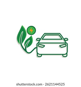 car icon. eco friendly car vector. vector means of transportation. zero emission, green energy, web, technology. Mixed design style. template design