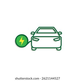 car icon. eco friendly car vector. vector means of transportation. zero emission, green energy, web, technology. Mixed design style. template design