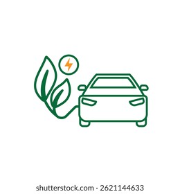 car icon. eco friendly car vector. vector means of transportation. zero emission, green energy, web, technology. Line design style. template design