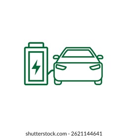 car icon. eco friendly car vector. vector means of transportation. zero emission, green energy, web, technology. Line design style. template design