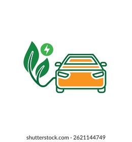 car icon. eco friendly car vector. vector means of transportation. zero emission, green energy, web, technology. Solid design style. template design