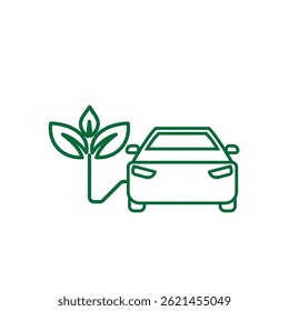 car icon. eco friendly car vector. vector means of transportation. zero emission, green energy, web, technology. Line design style. template design