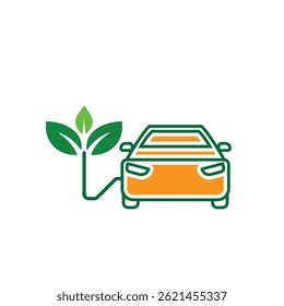car icon. eco friendly car vector. vector means of transportation. zero emission, green energy, web, technology. Solid design style. template design