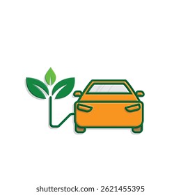car icon. eco friendly car vector.  vector means of transportation. zero emission, green energy, web, technology. 3d simple design style. template design