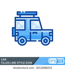 car icon filled line style illustration isolated on white background. EPS 10
