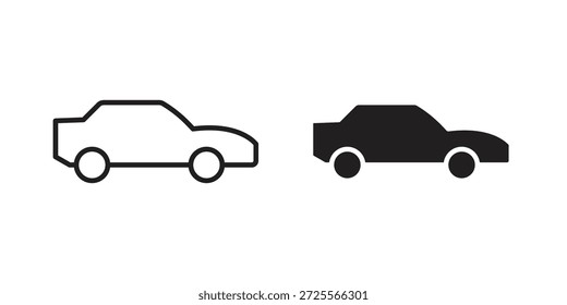 Icono del coche en línea llena, fina, estilo del movimiento para el Sitio web y los App