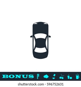 Car icon flat. Black pictogram on white background. Vector illustration symbol and bonus button