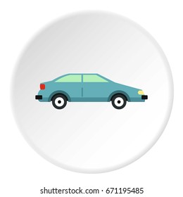 Car icon in flat circle isolated vector illustration for web