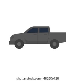 Car icon in flat color style. Truck, double cabin, 4x4, 4 wheel driver American 